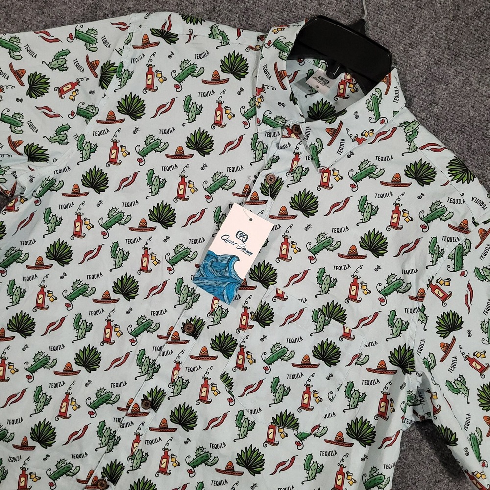 Quiet Storm Surf Shop Shirt Mens Medium tuquila Print‎ Delray Beach NEW $59.99